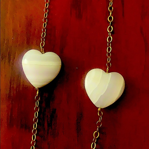 Vintage boho necklace with Agate heart stones - Picture 3 of 5